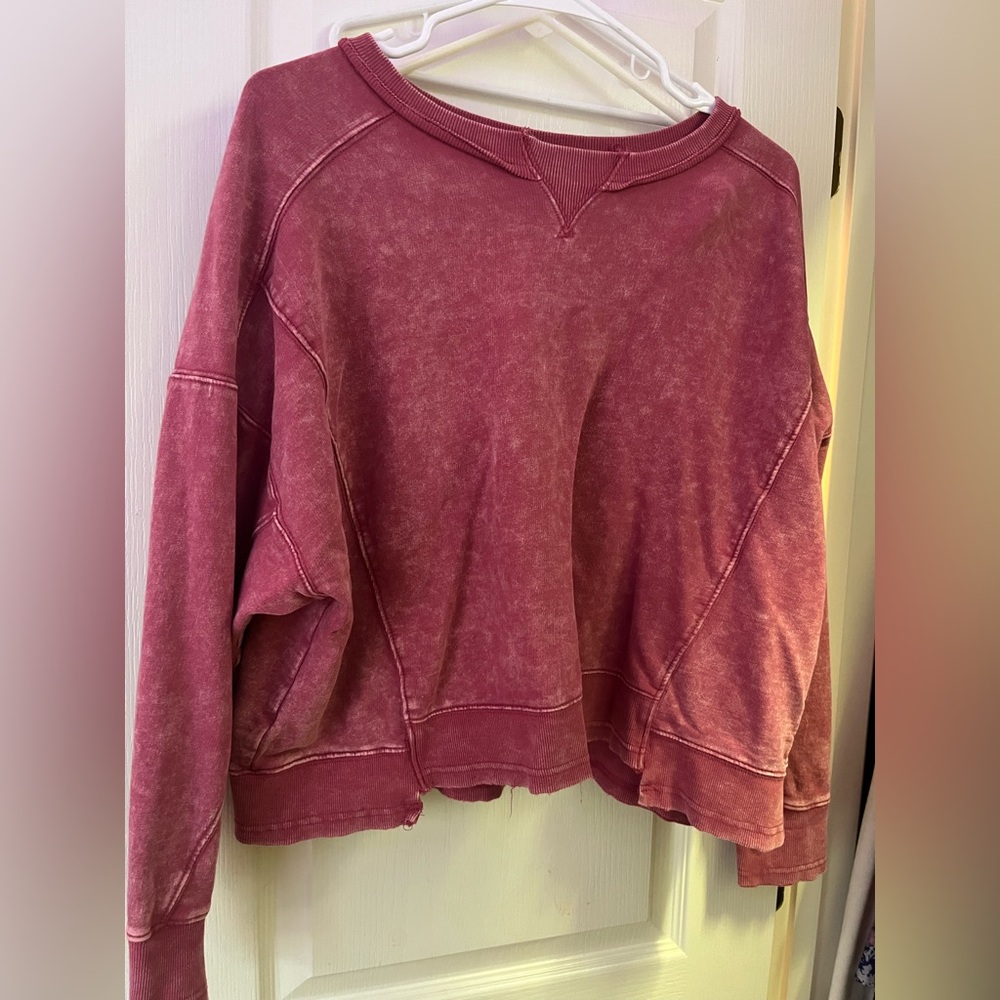 Zenana Outfitters Red Oversized Long Sleeve Hoodie